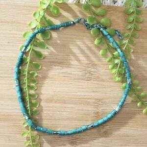 Vintage Teal European Beach Boy Choker Necklace